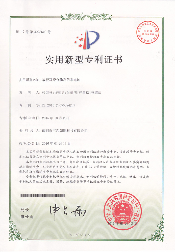 High Discharge Rate Polymer Battery