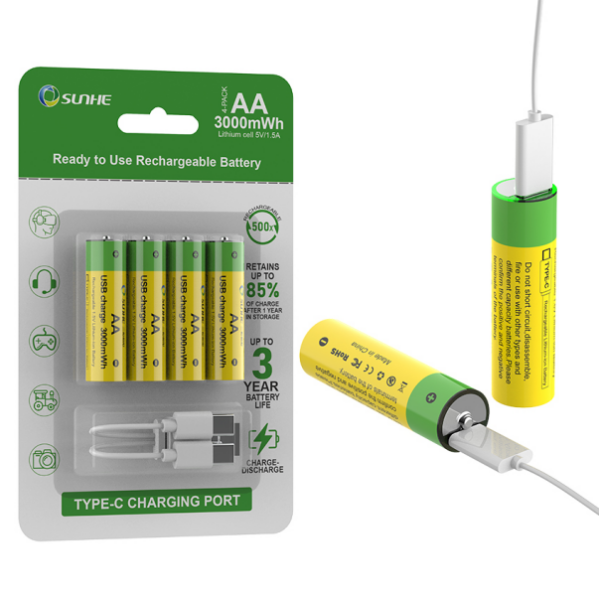 Rechargeable AA Lithium Battery in 1.5V 3000mWh